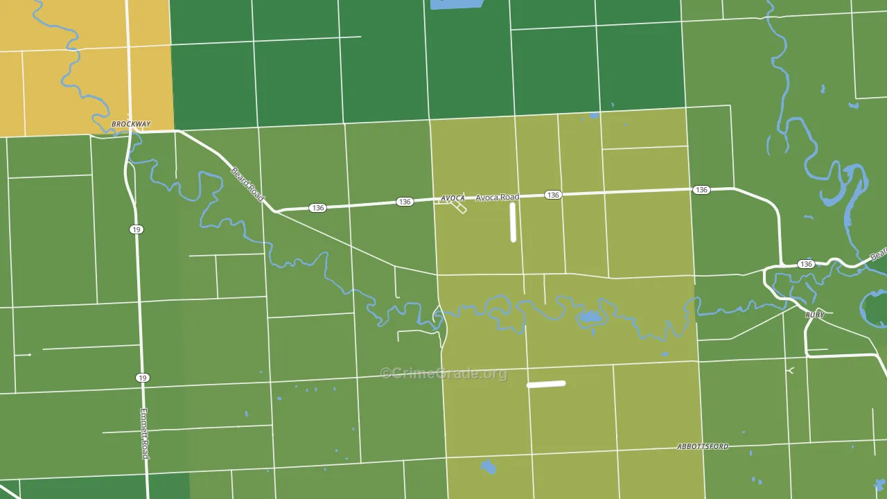 Avoca, MI Map of Assault Rates