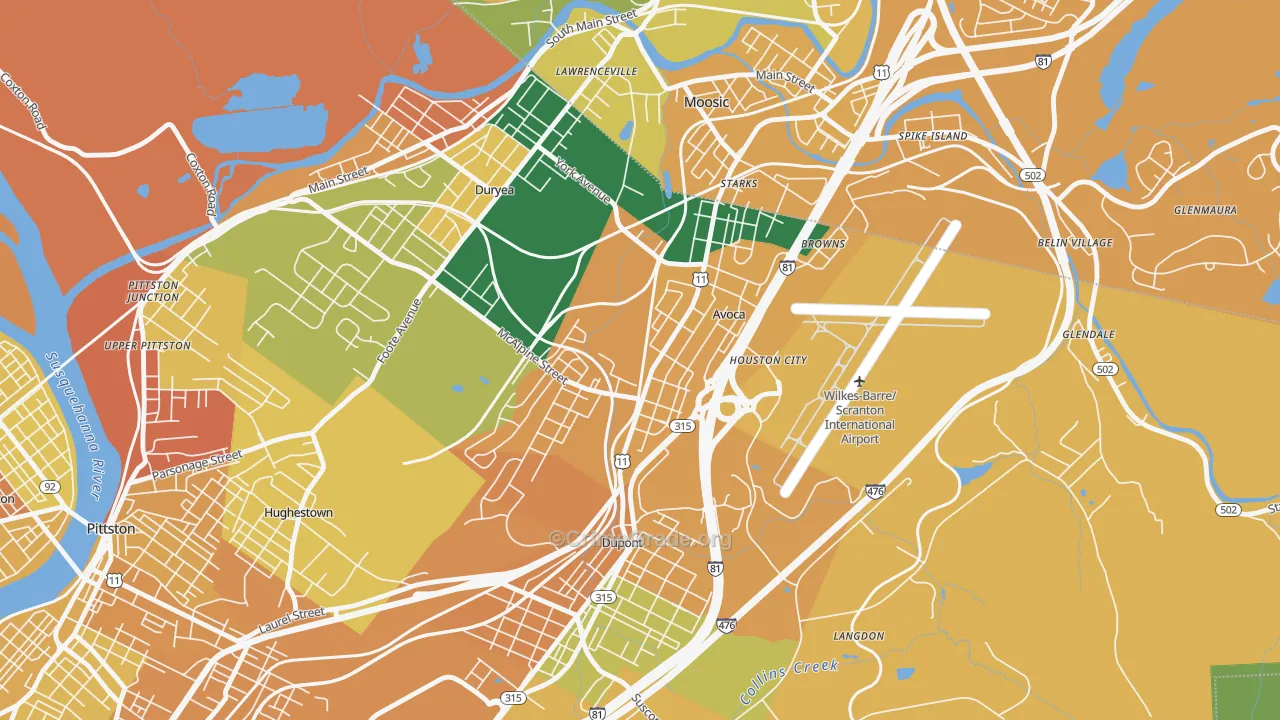 Avoca, PA Map of Assault Rates