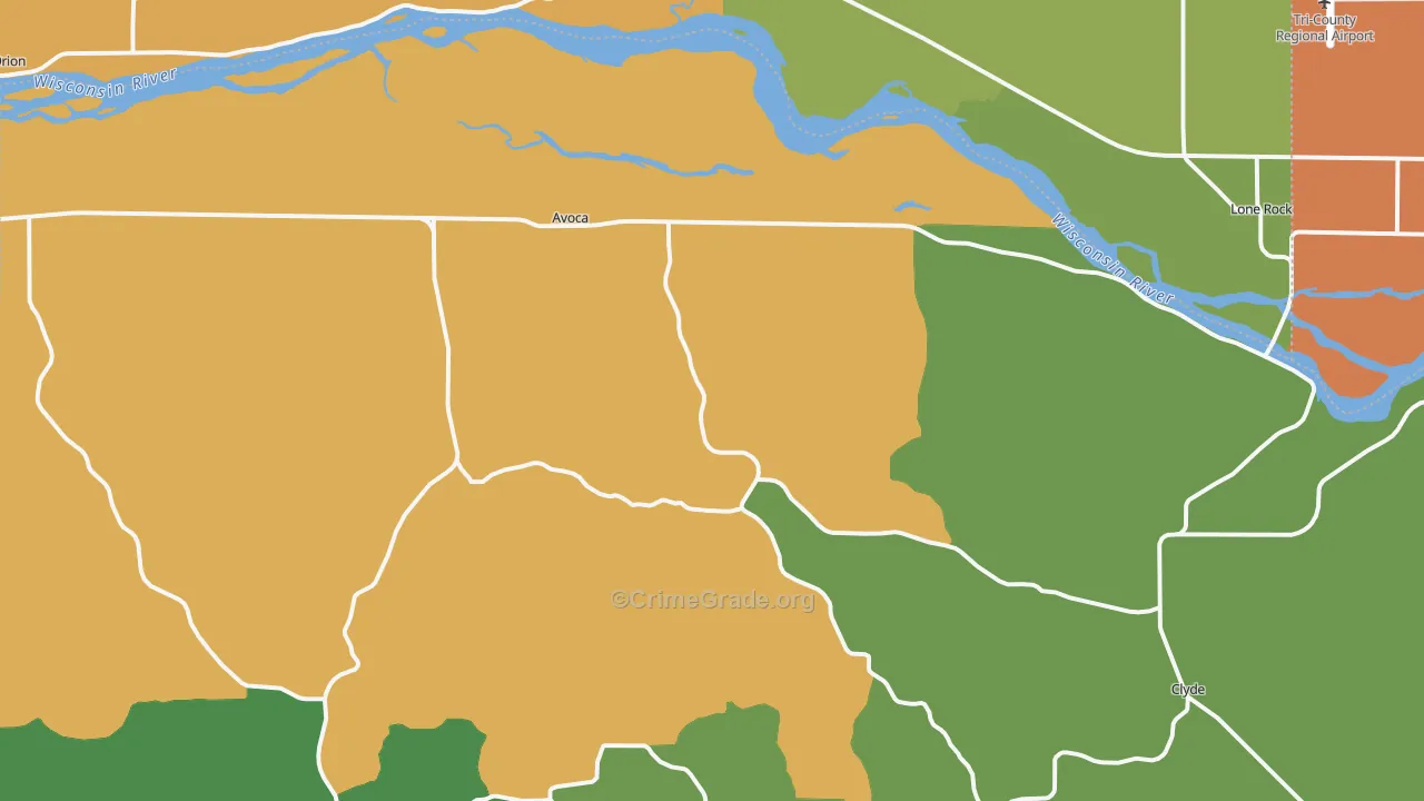 Avoca, WI Map of Assault Rates