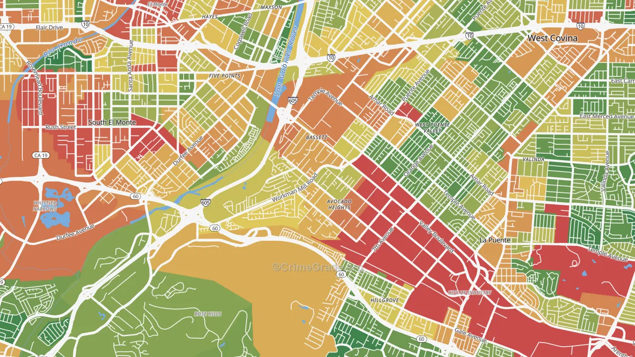 Avocado Heights, CA Map of Assault Rates