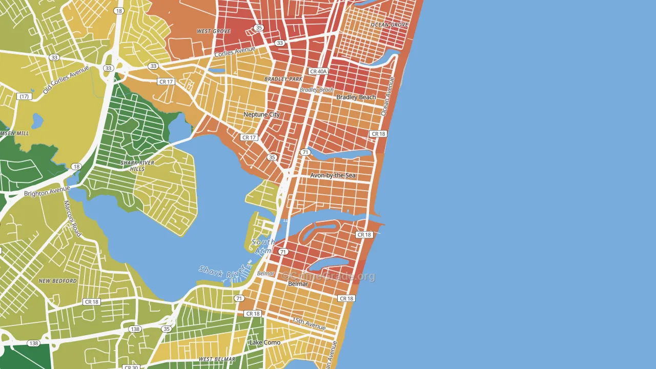 Avon-by-the-Sea, NJ Map of Assault Rates