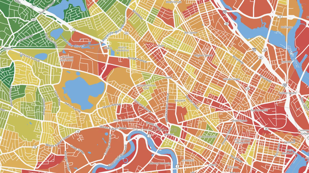 Avon Hill, Cambridge, MA Map of Assault Rates