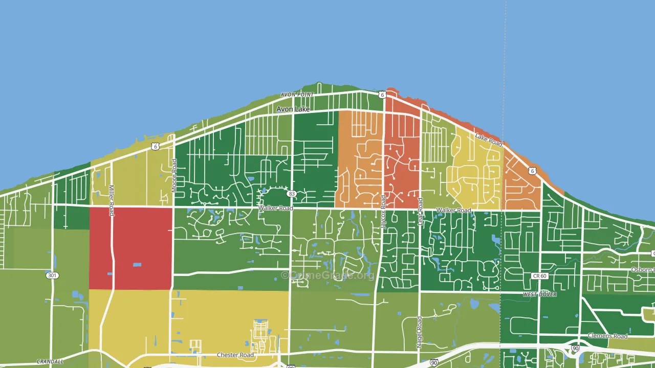 Avon Lake, OH Map of Assault Rates
