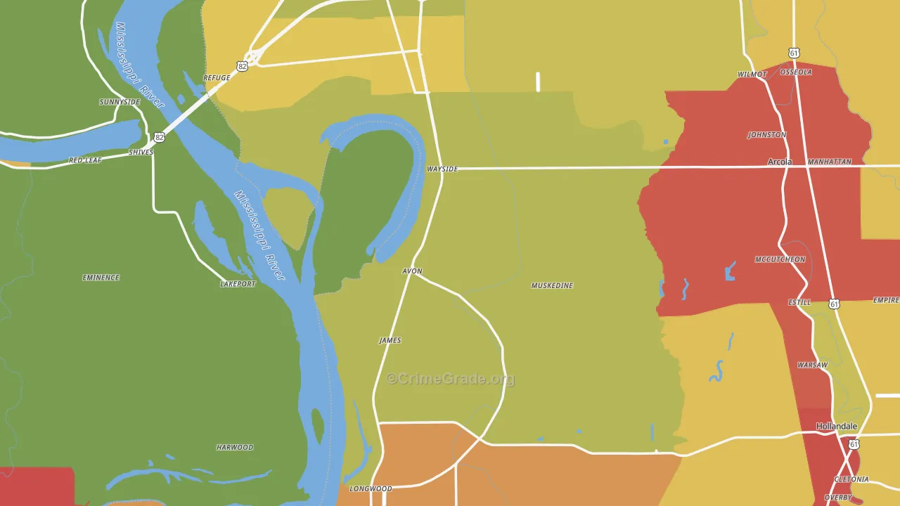 Avon, MS Map of Assault Rates