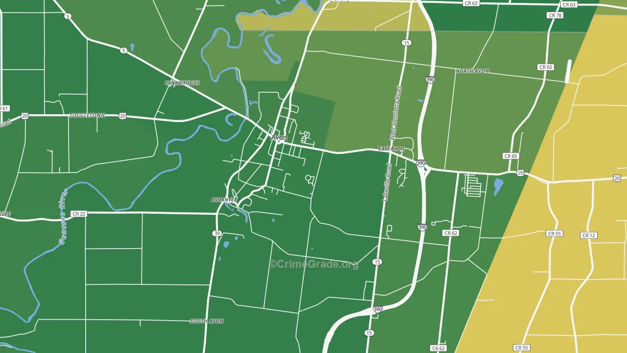 Avon, NY Map of Assault Rates
