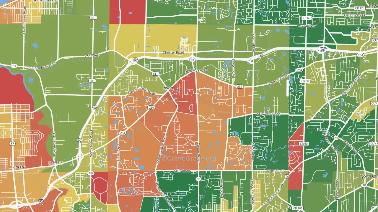 Avon, OH Map of Assault Rates