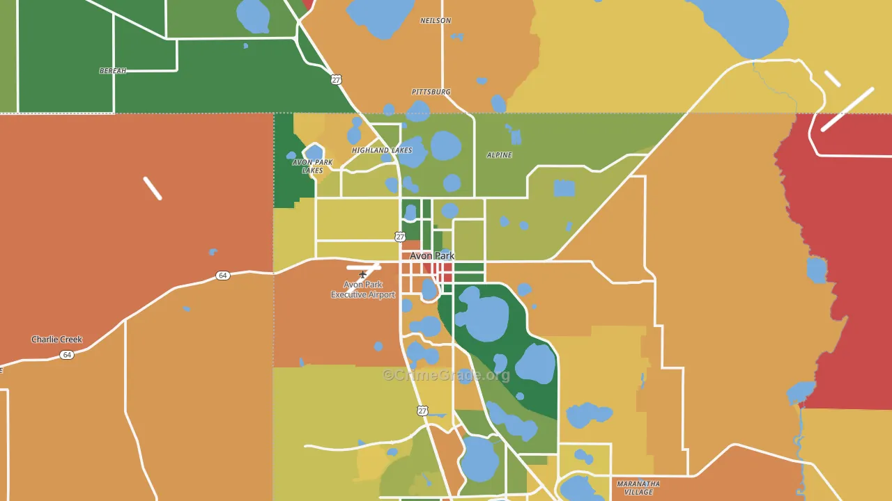 Avon Park, FL Map of Assault Rates