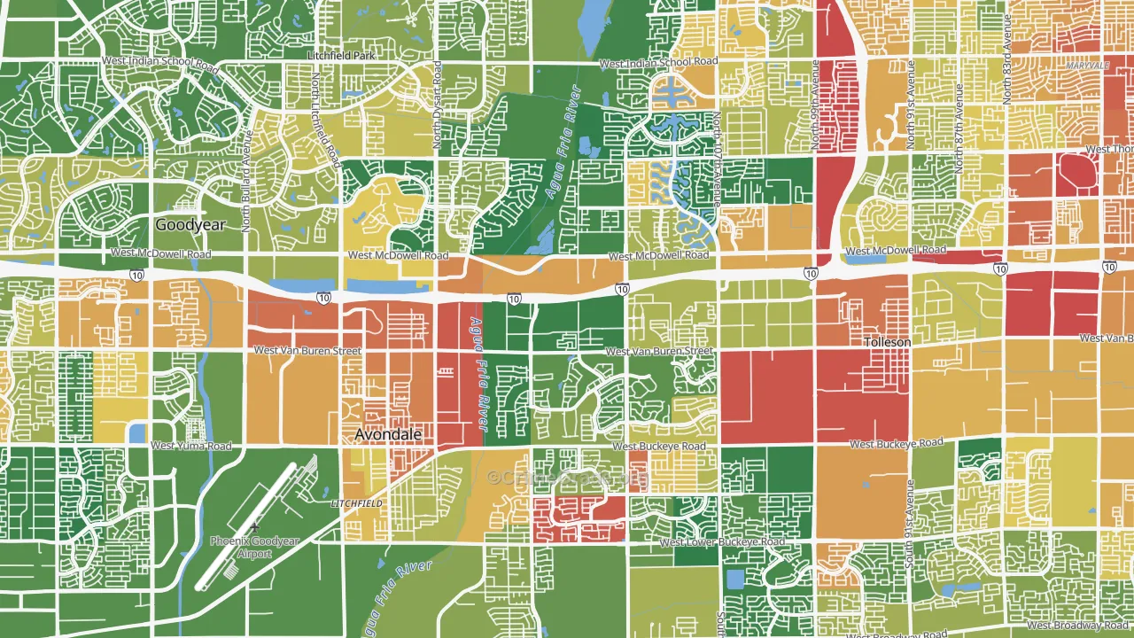 Avondale, AZ Map of Assault Rates