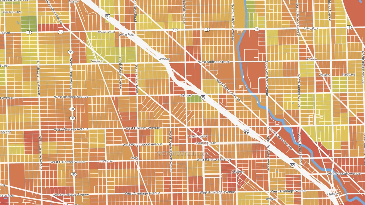 Avondale, Chicago, IL Map of Assault Rates