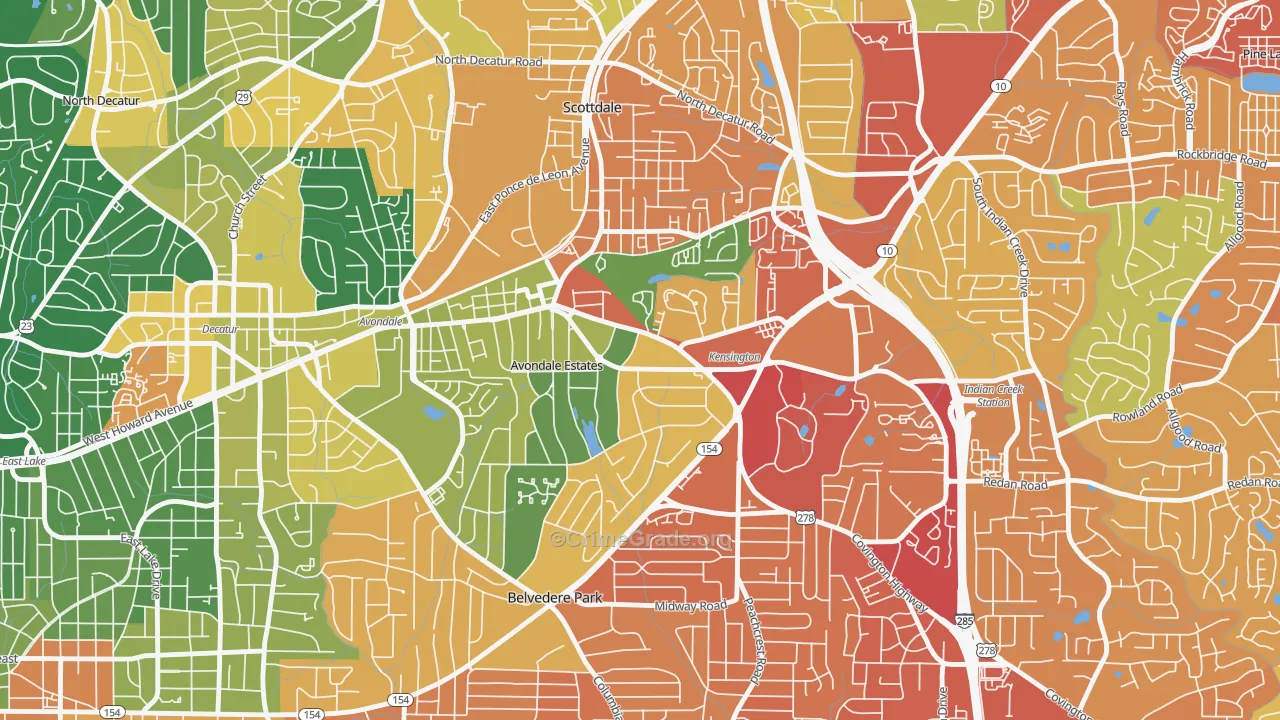 Avondale Estates, GA Map of Assault Rates