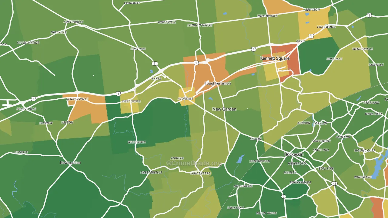 Avondale, PA Map of Assault Rates