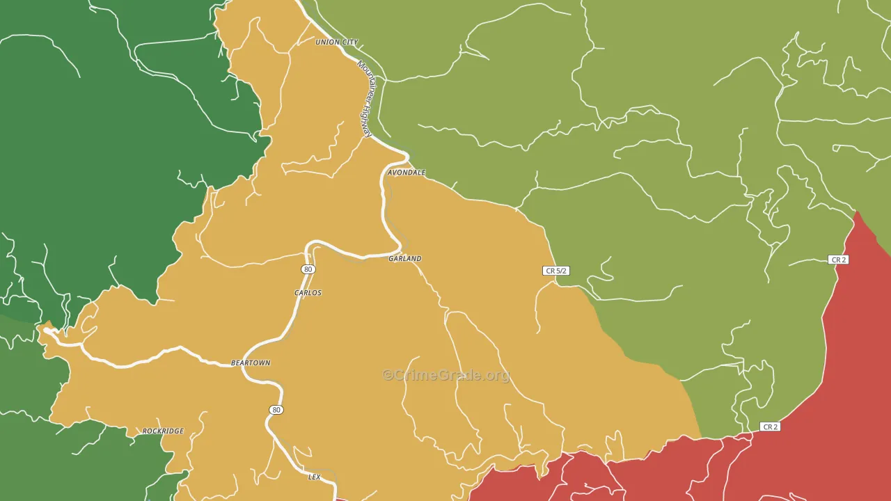 Avondale, WV Map of Assault Rates