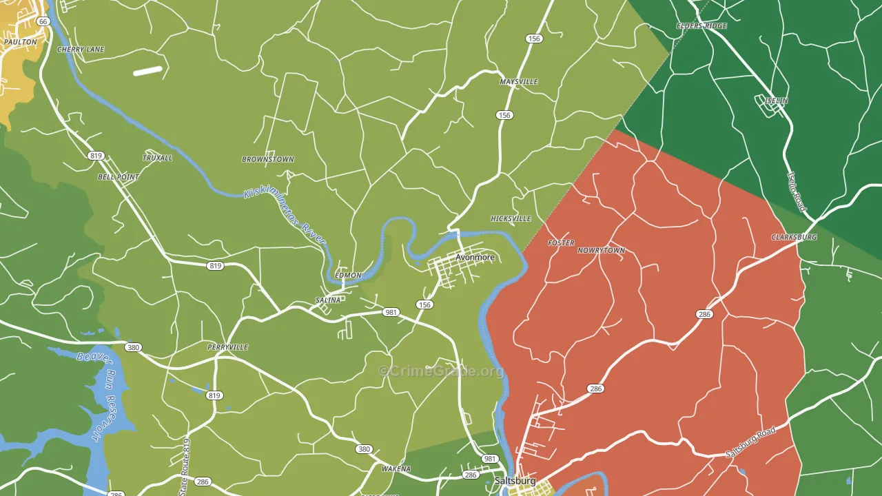 Avonmore, PA Map of Assault Rates