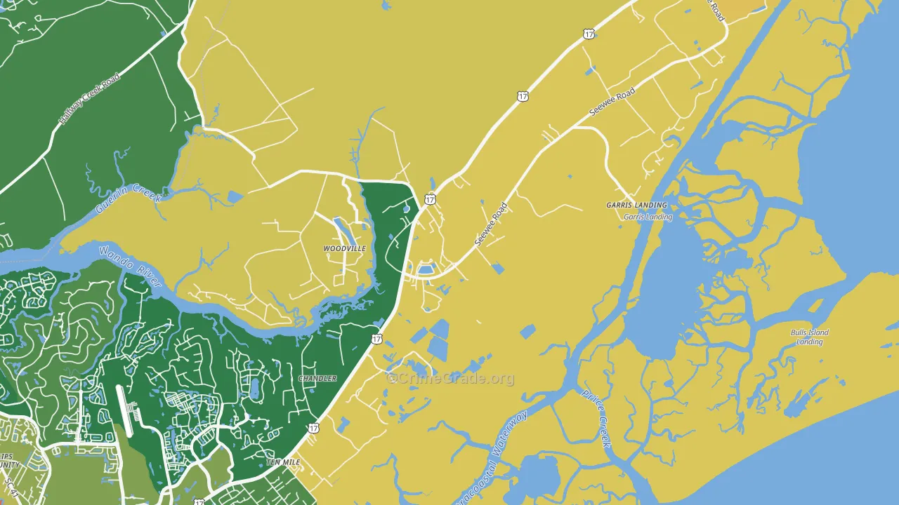 Awendaw, SC Map of Assault Rates