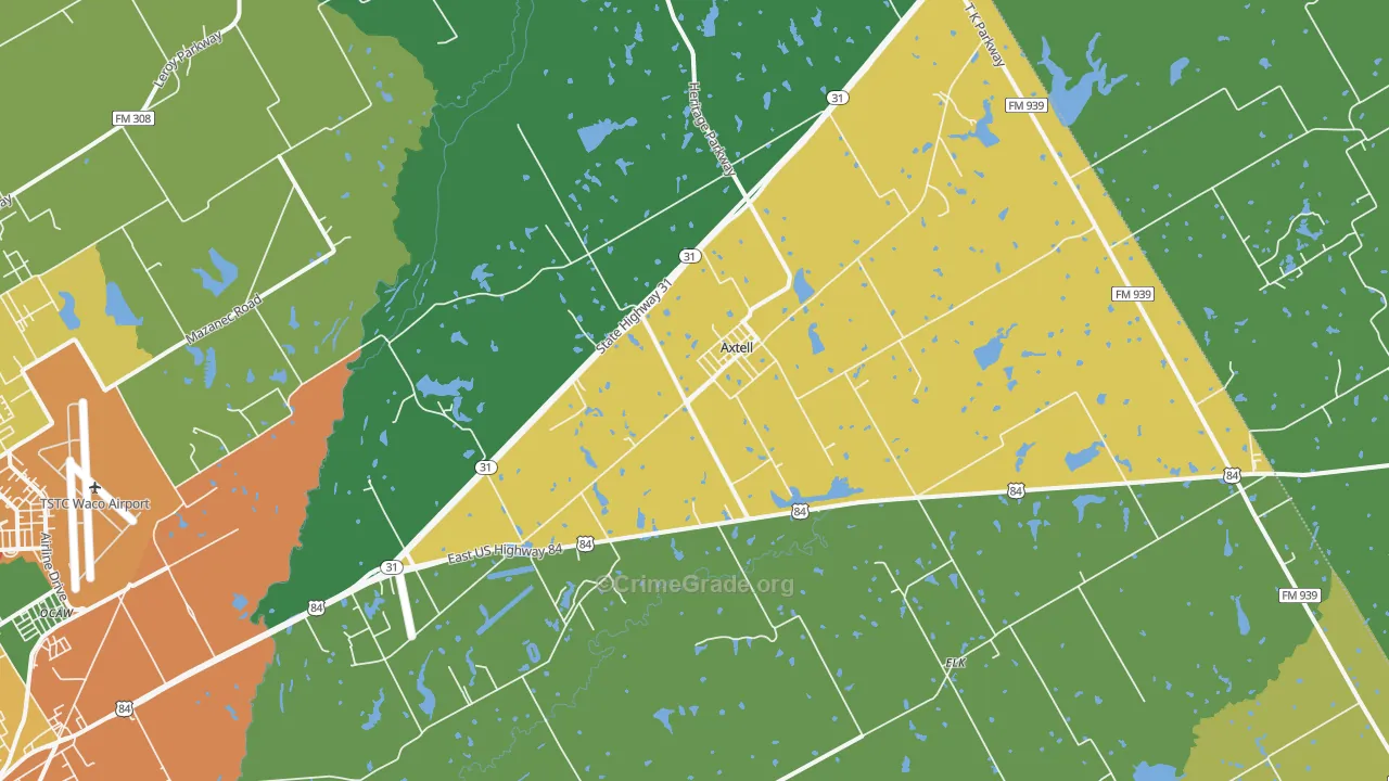 Axtell, TX Map of Assault Rates