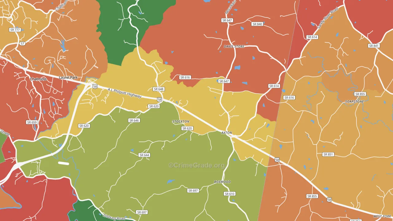 Axton, VA Map of Assault Rates