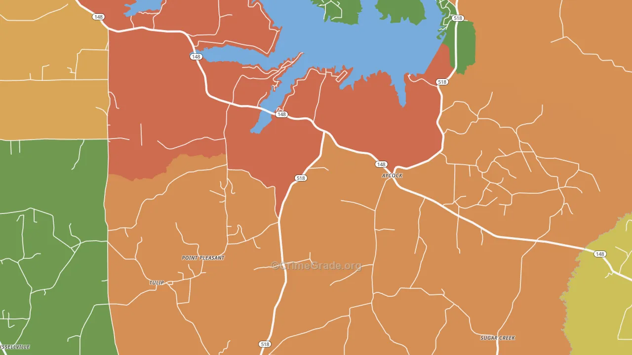 Aycock, LA Map of Assault Rates