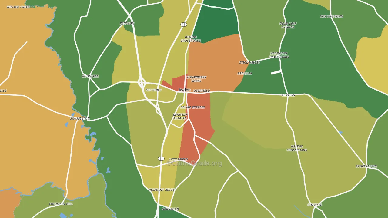 Ayden, NC Map of Assault Rates