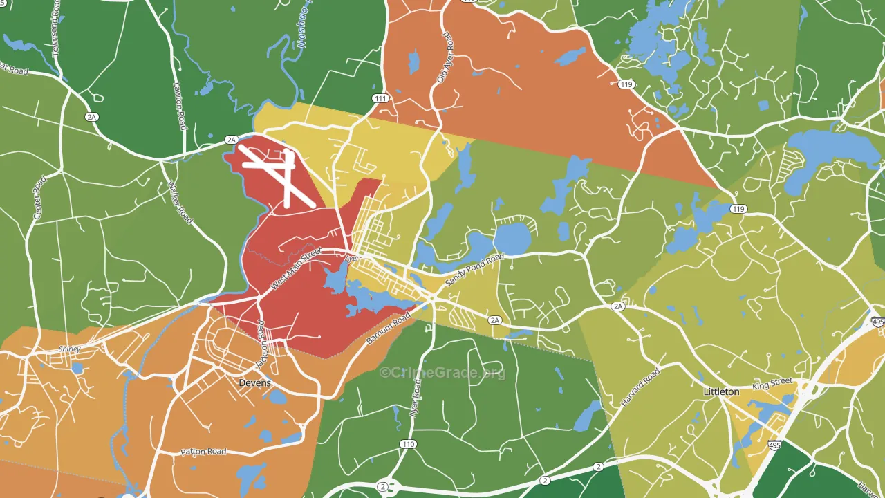 Ayer, MA Map of Assault Rates