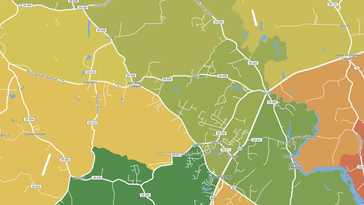 Aylett, VA Map of Assault Rates
