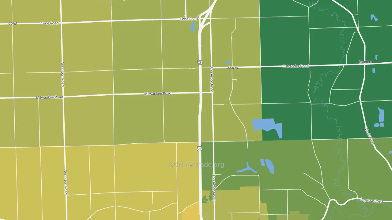 Azalia, MI Map of Assault Rates