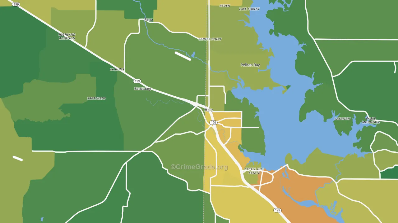 Azle, TX Map of Assault Rates