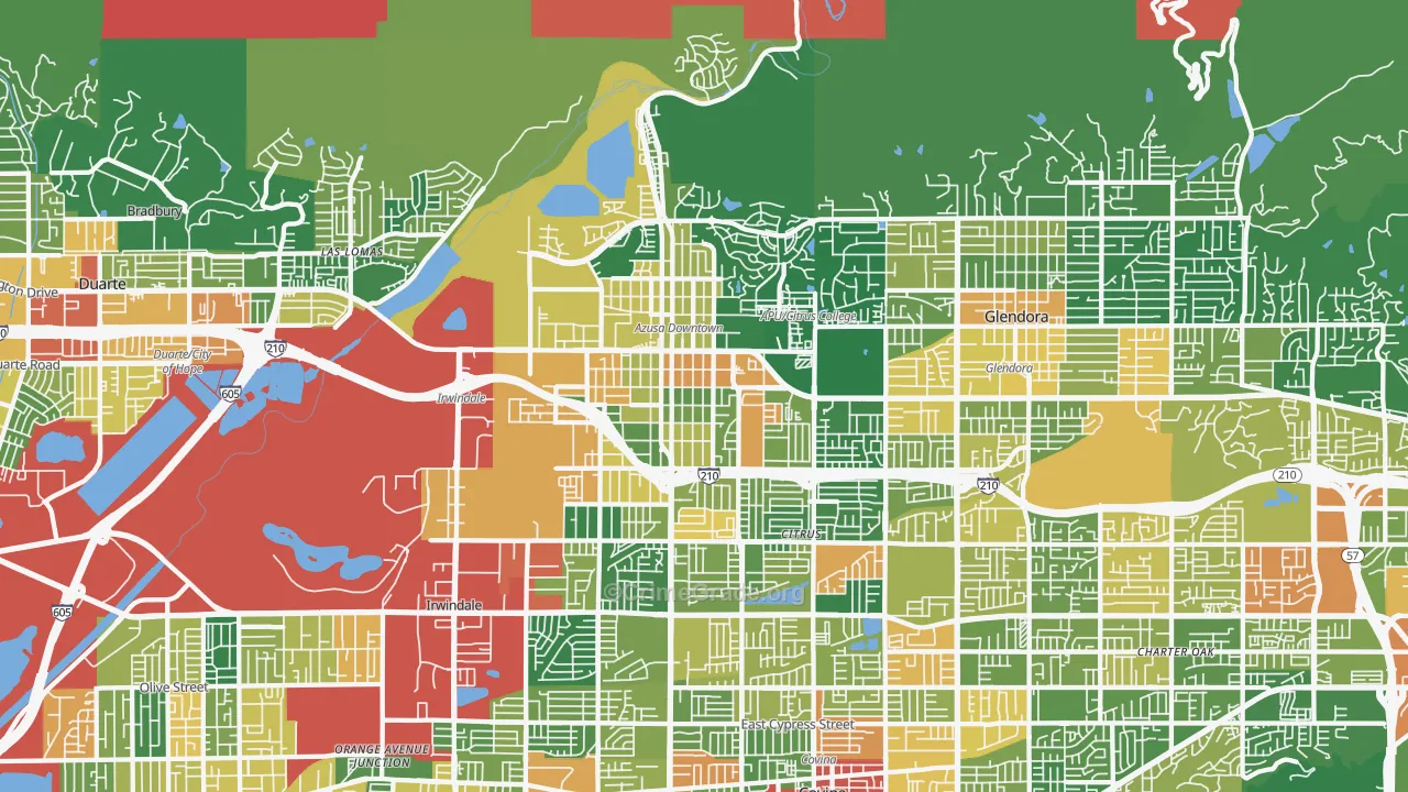 Azusa, CA Map of Assault Rates