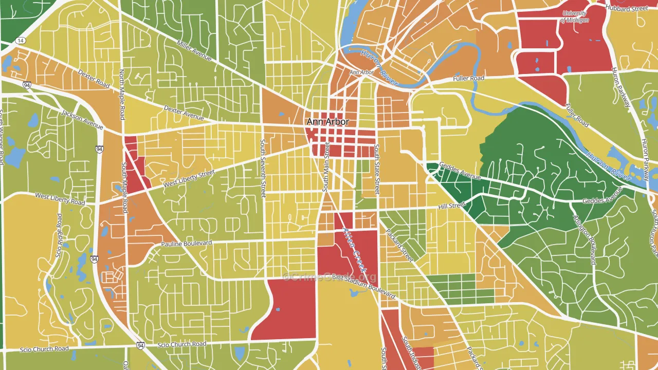 Bach, Ann Arbor, MI Map of Assault Rates