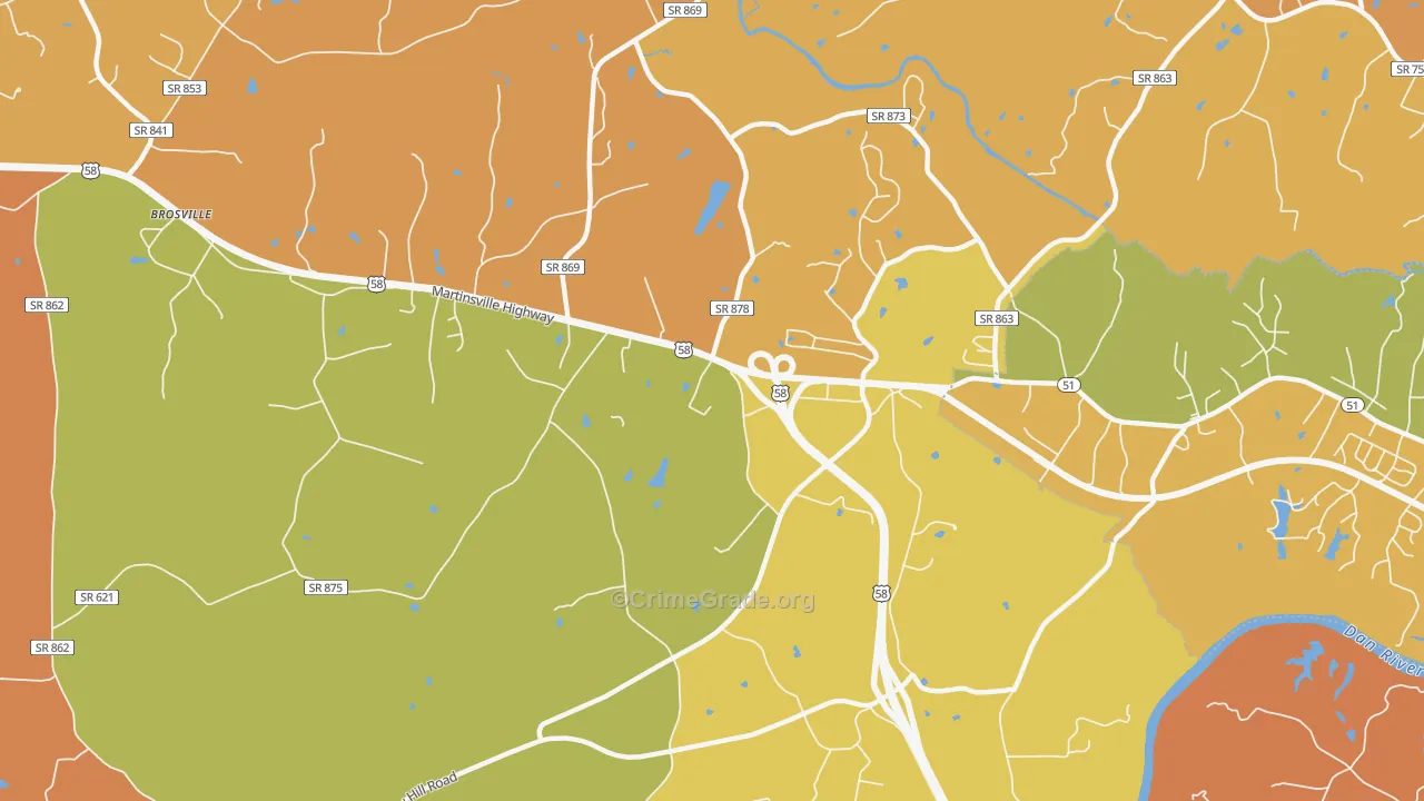 Bachelors Hall, VA Map of Assault Rates