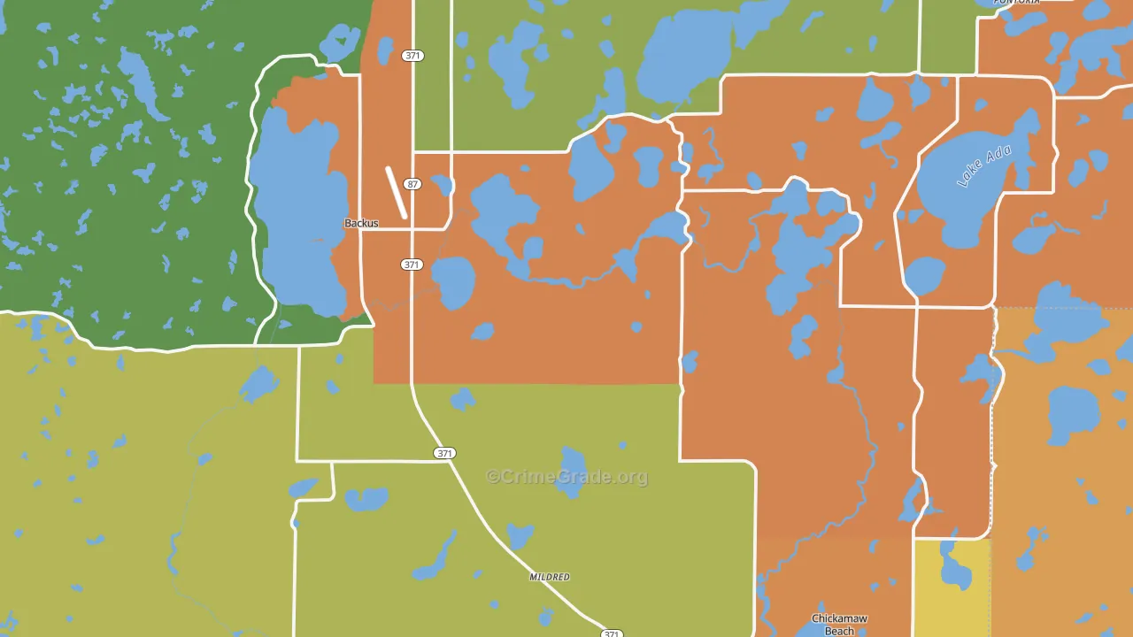 Backus, MN Map of Assault Rates