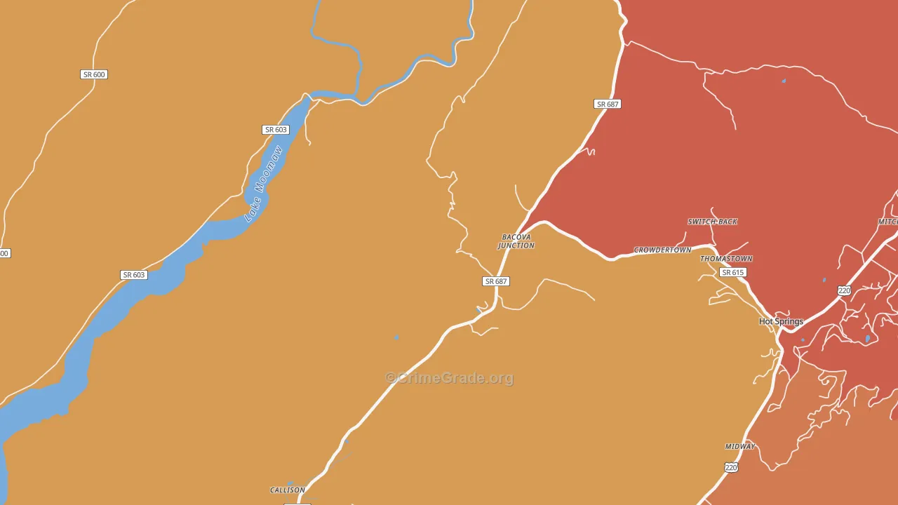 Bacova Junction, VA Map of Assault Rates