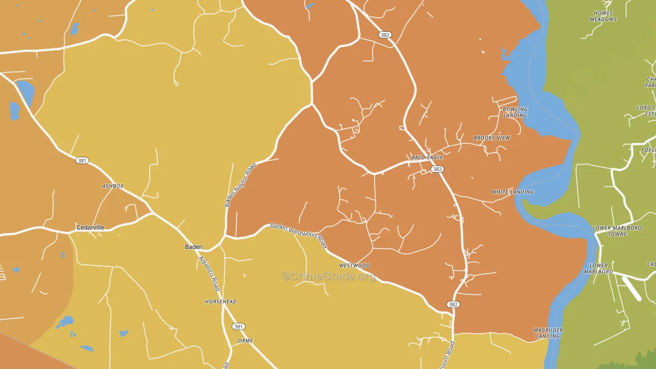 Baden, MD Map of Assault Rates