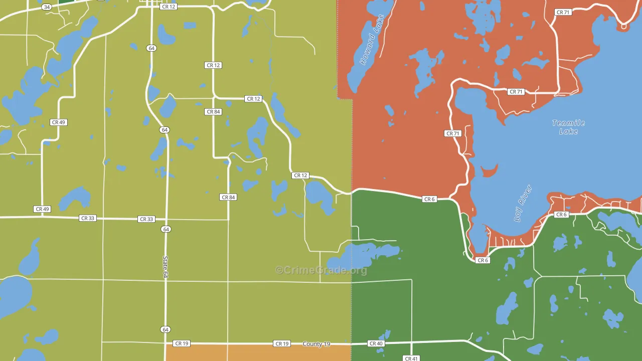Badoura, MN Map of Assault Rates
