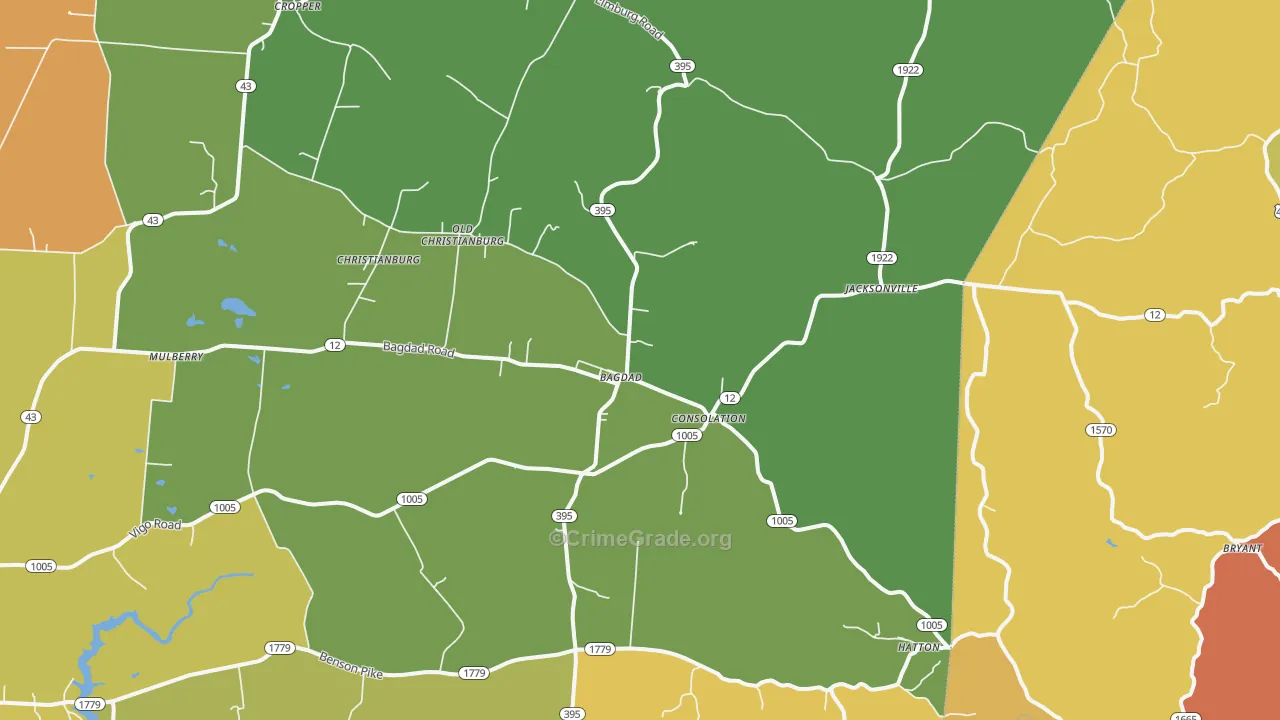 Bagdad, KY Map of Assault Rates