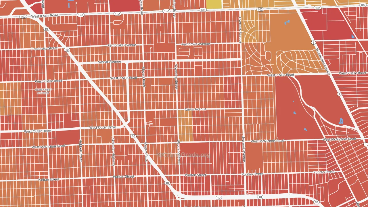 Bagley, Detroit, MI Map of Assault Rates