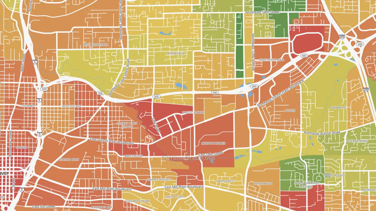 Bagley Downs, Vancouver, WA Map of Assault Rates