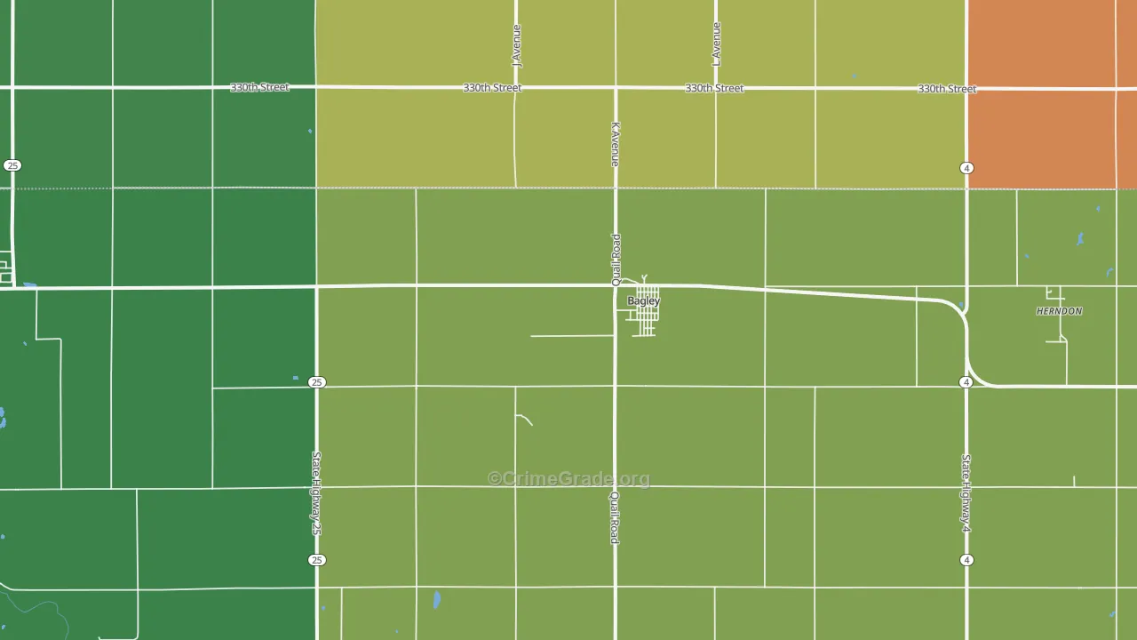 Bagley, IA Map of Assault Rates