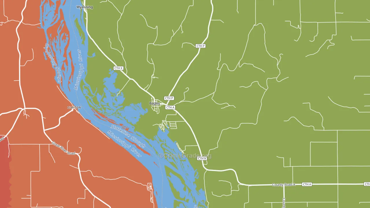 Bagley, WI Map of Assault Rates