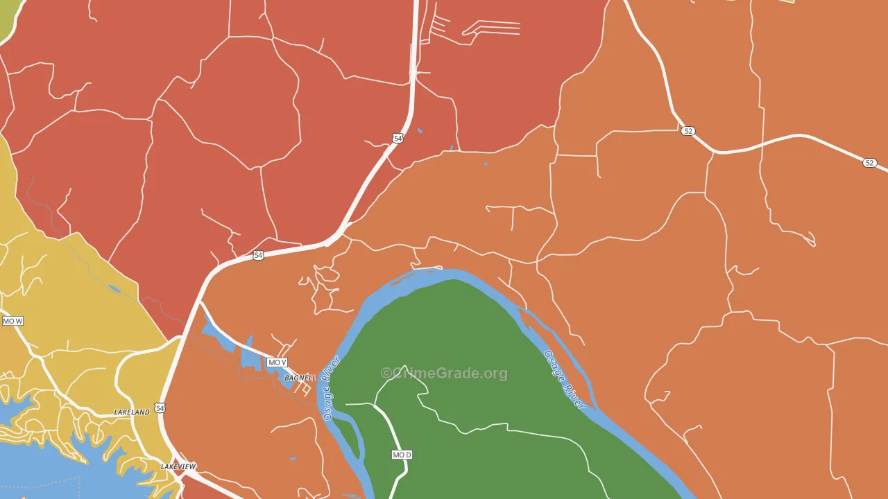 Bagnell, MO Map of Assault Rates