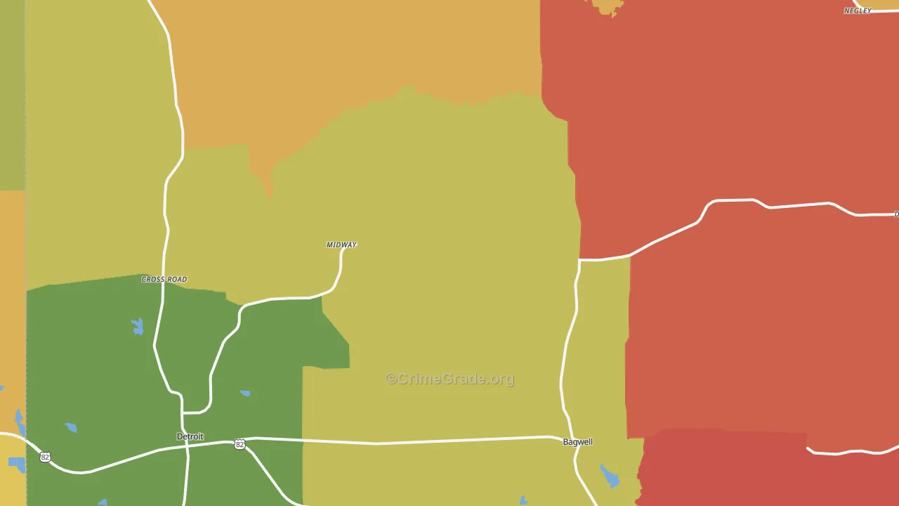Bagwell, TX Map of Assault Rates