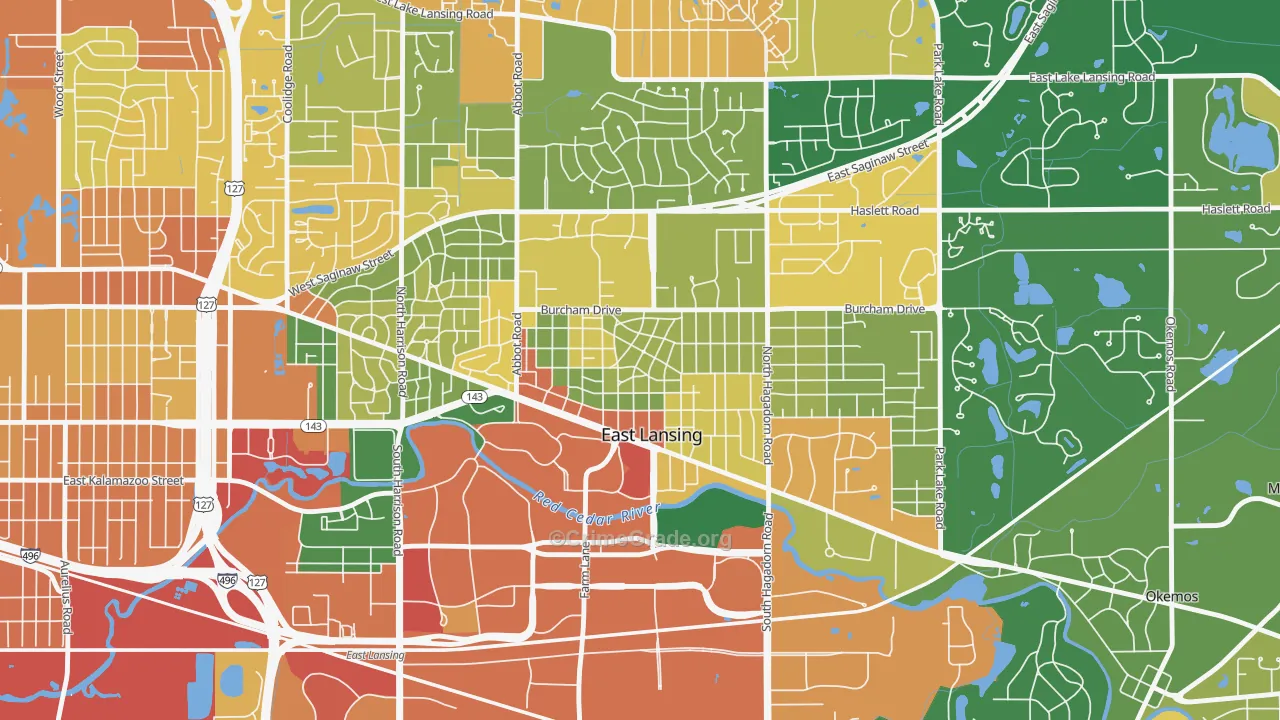 Bailey, East Lansing, MI Map of Assault Rates