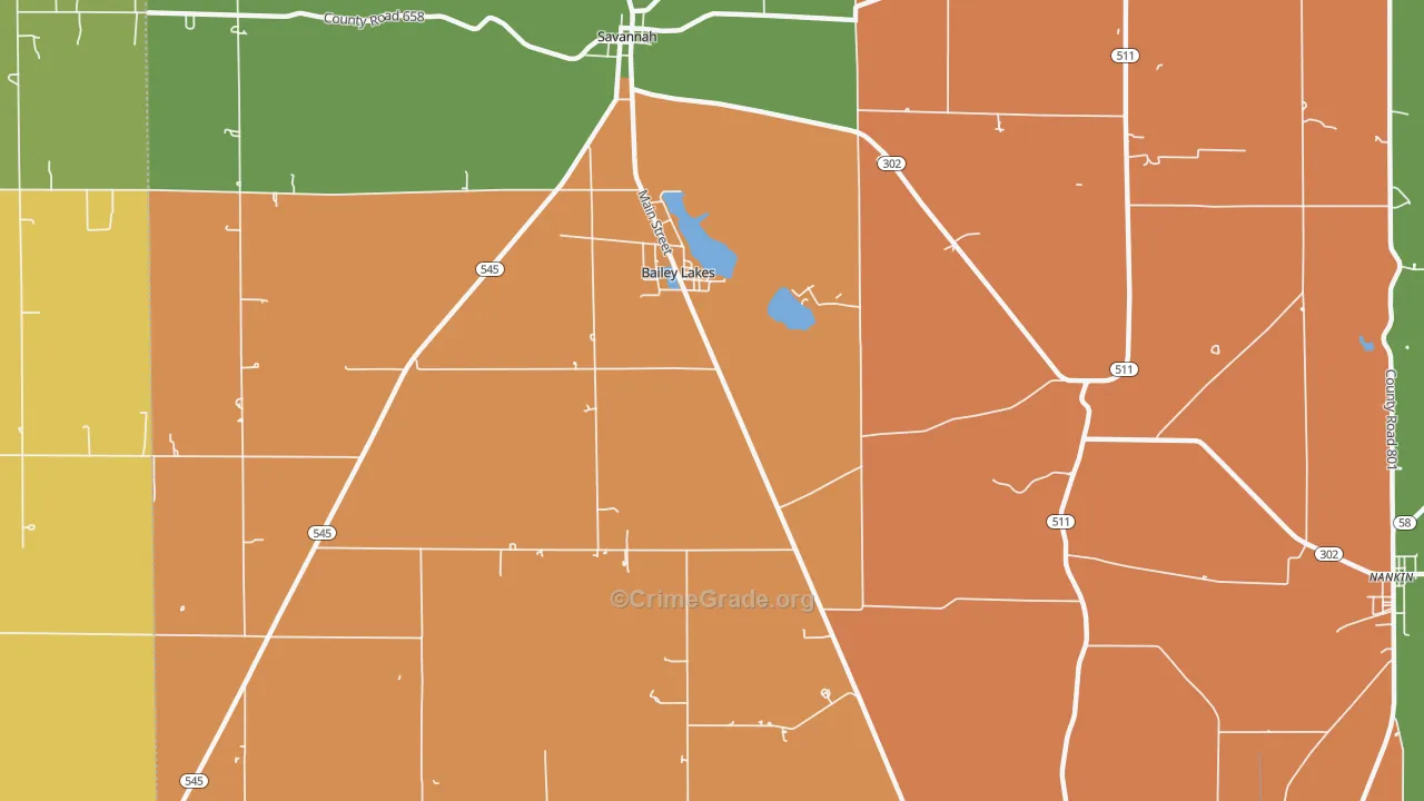 Bailey Lakes, OH Map of Assault Rates