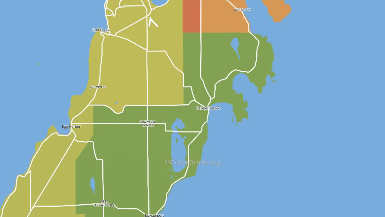 Baileys Harbor, WI Map of Assault Rates