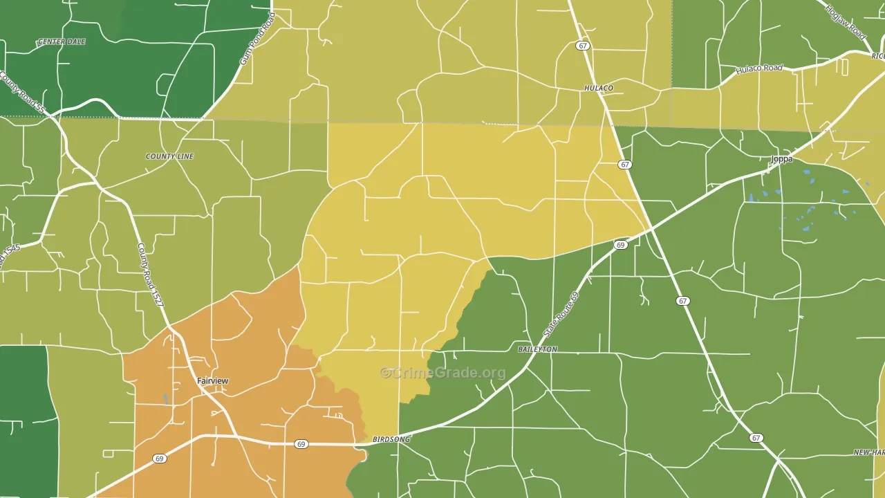 Baileyton, AL Map of Assault Rates