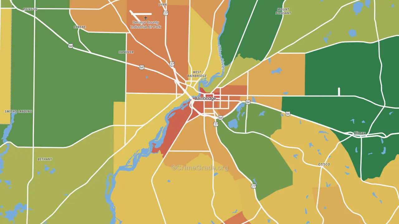 Bainbridge, GA Map of Assault Rates