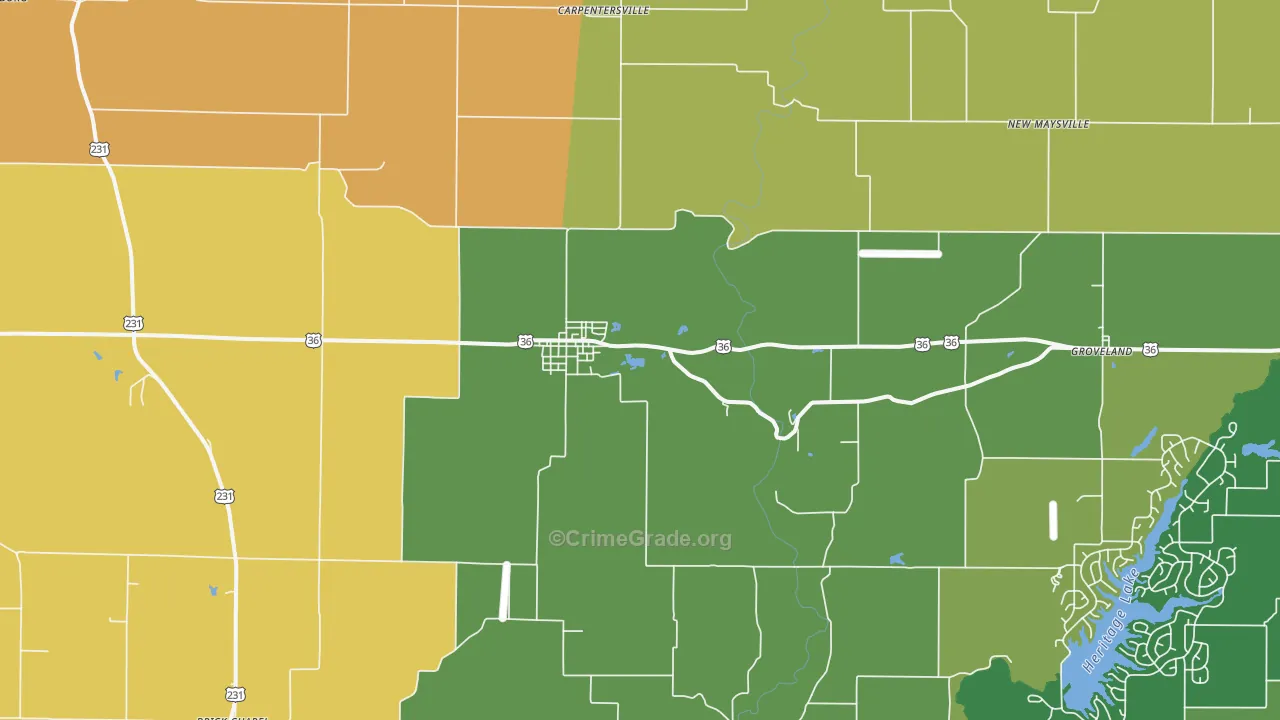 Bainbridge, IN Map of Assault Rates