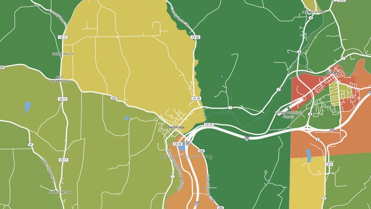 Bainbridge, NY Map of Assault Rates