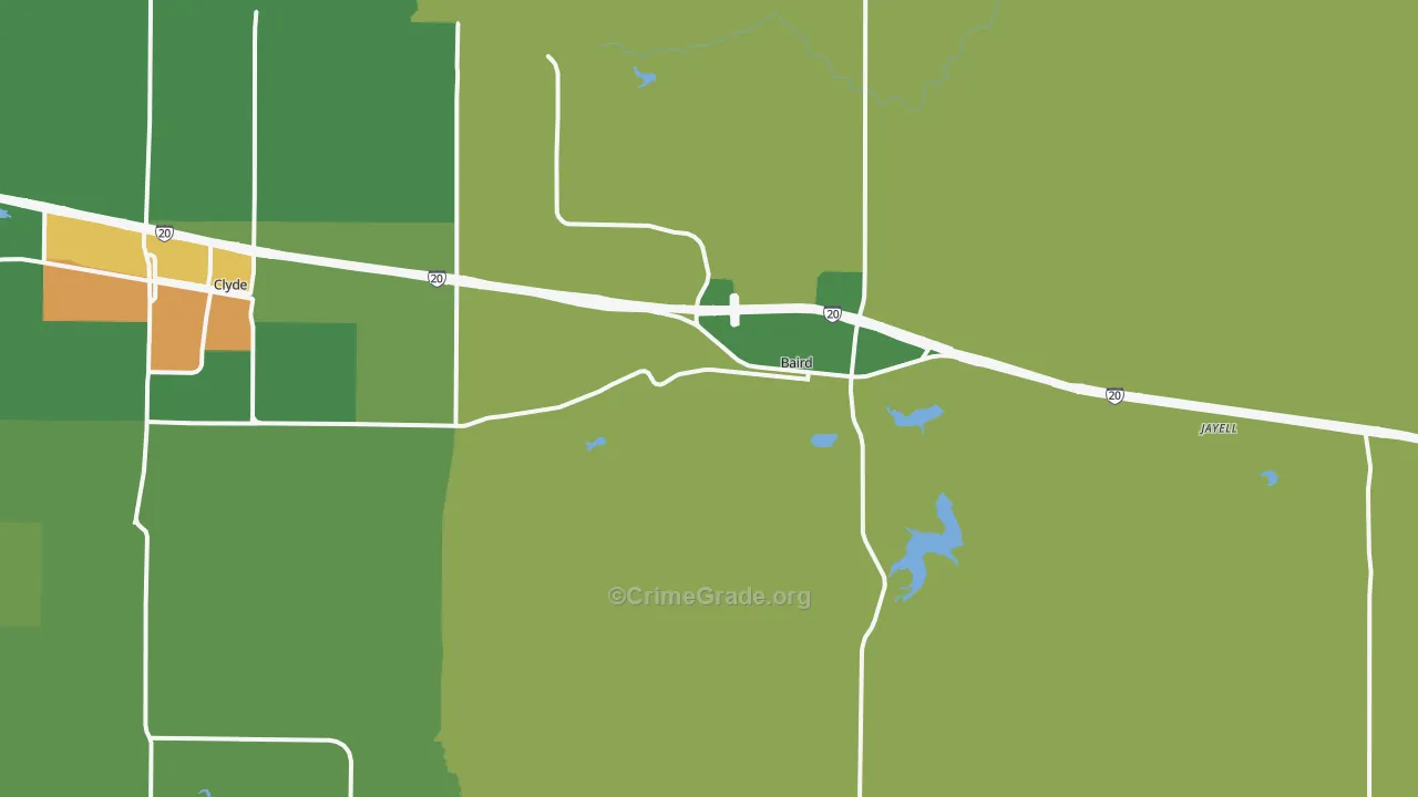 Baird, TX Map of Assault Rates