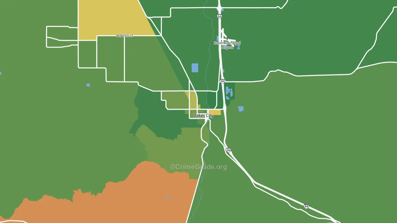 Baker City, OR Map of Assault Rates