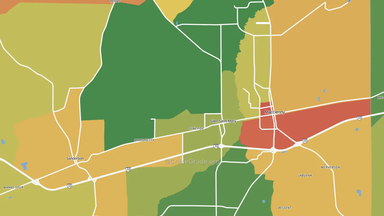 Baker County, FL Map of Assault Rates
